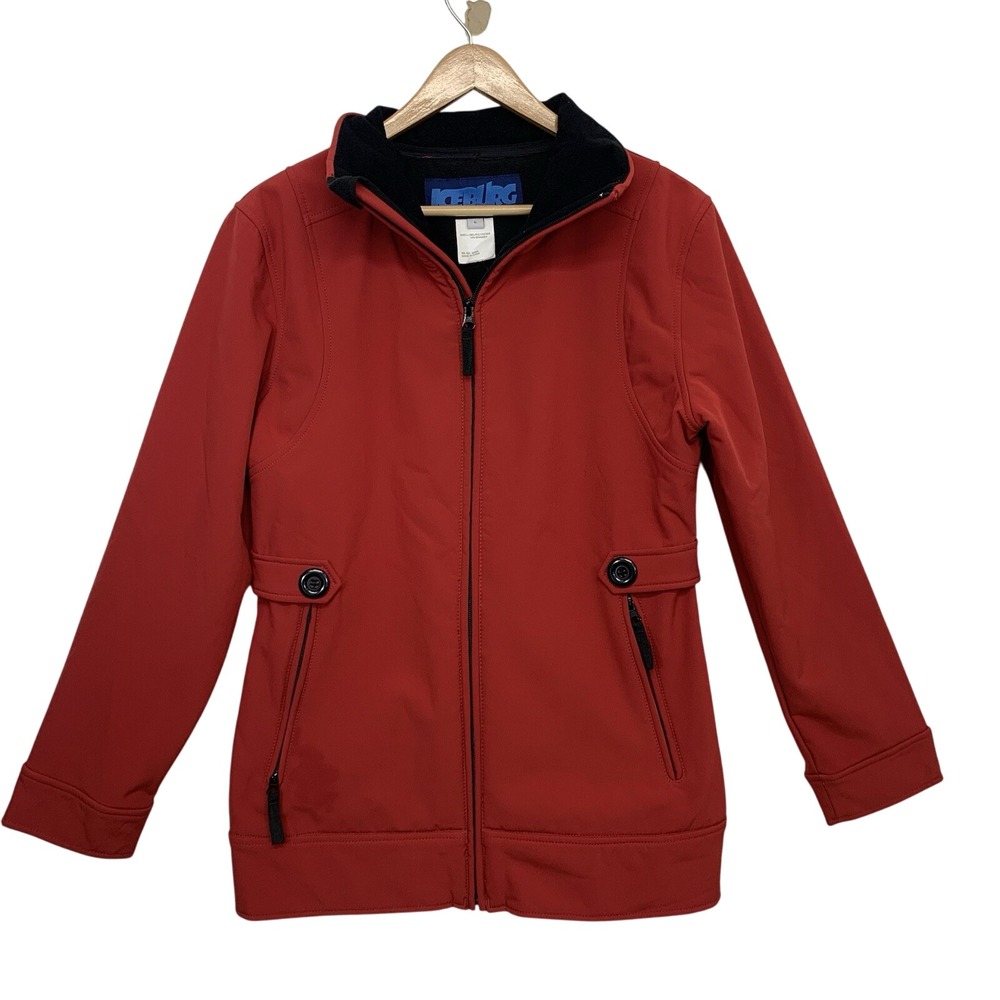 Iceburg Softshell Jacket Woman Large Red Outerwear Pockets Fleece‎ Lined Travel